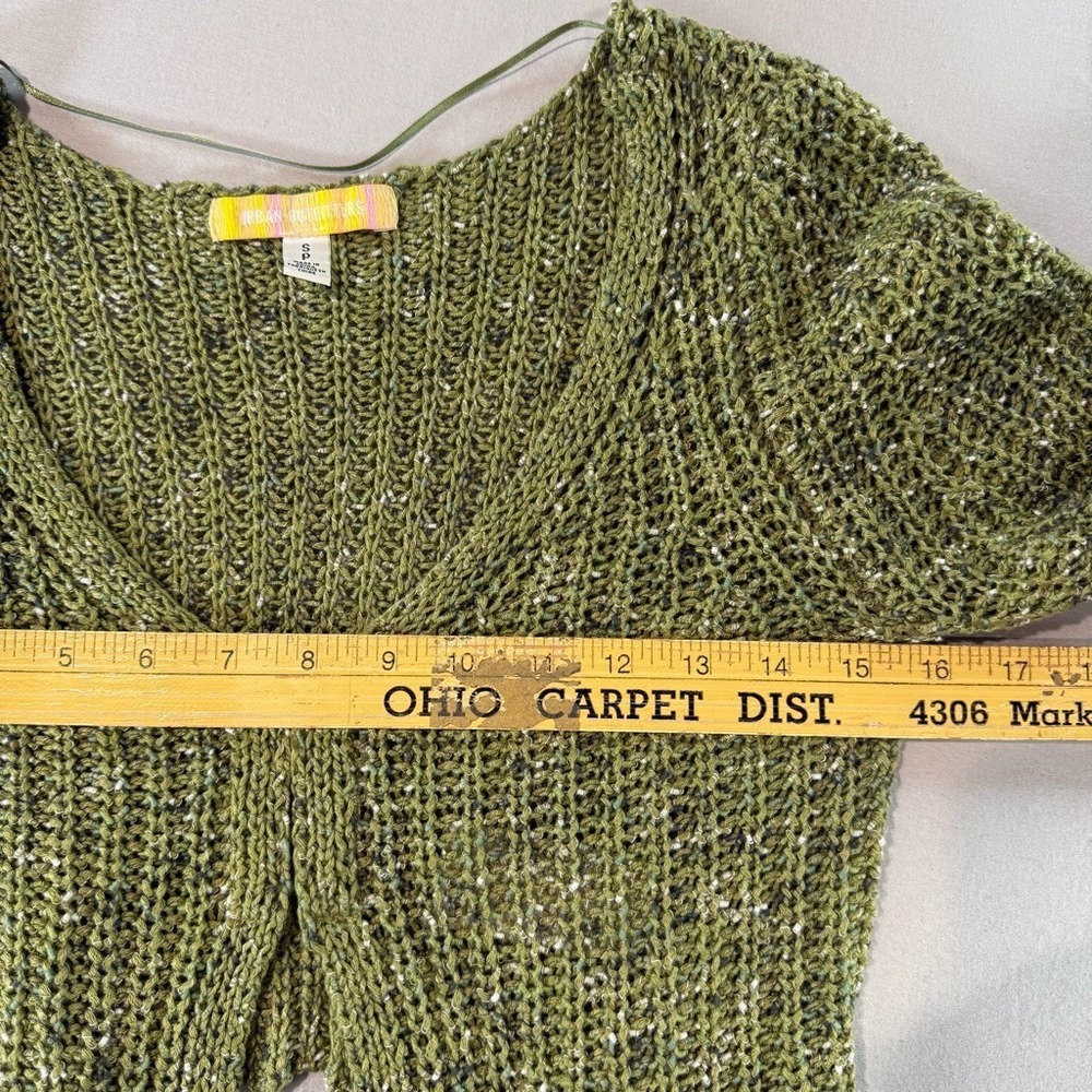 Urban Outfitters Green Open Knit Cardigan S Cropped Bell Sleeve Y2K Fairy Grunge - Picture 4 of 6